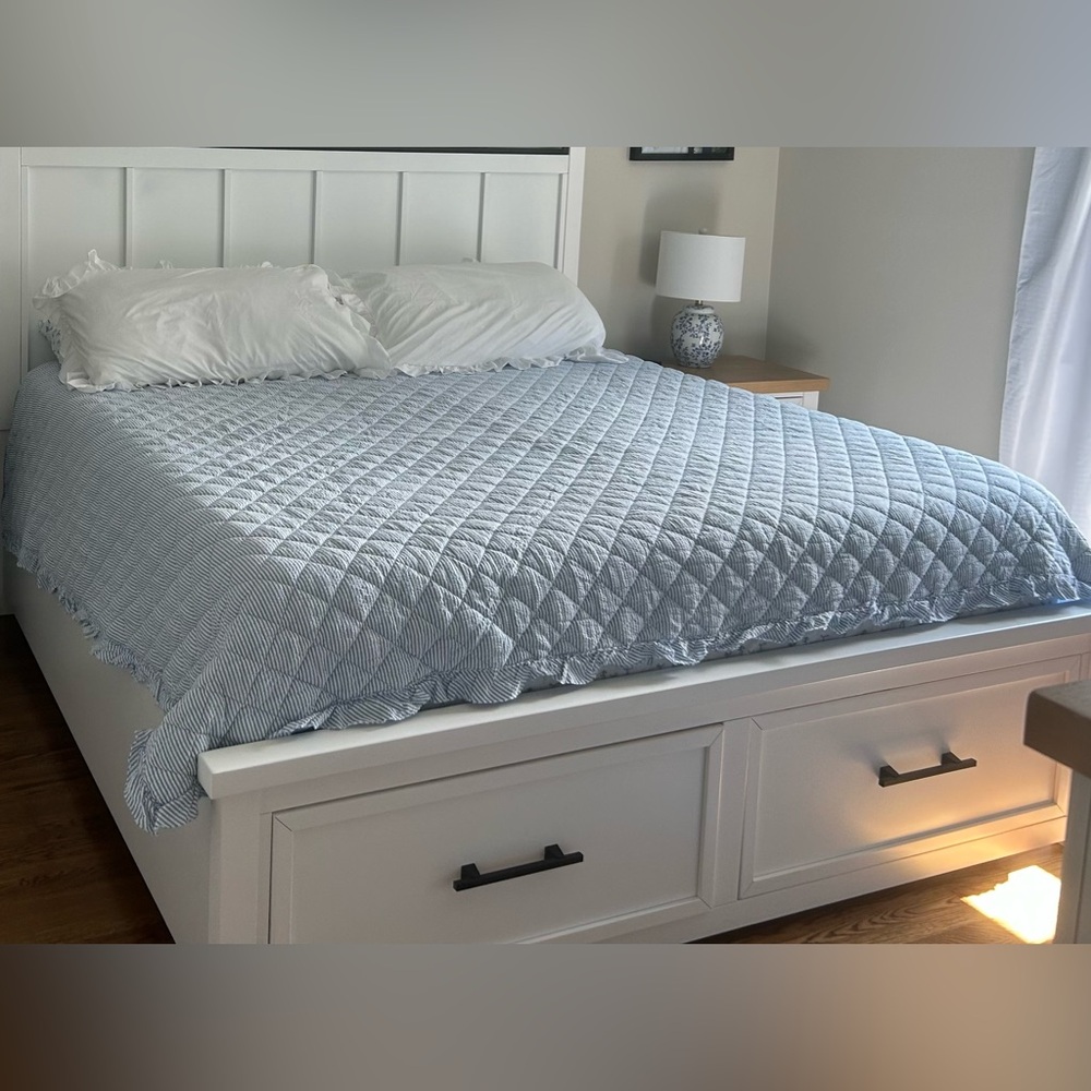 Blue Quilted Bedspread